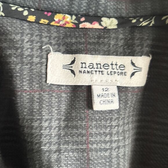 Nanette Lepore Black And Gray Plaid Single Button Blazer With Cuffed Sleeve 12 - Picture 6 of 10